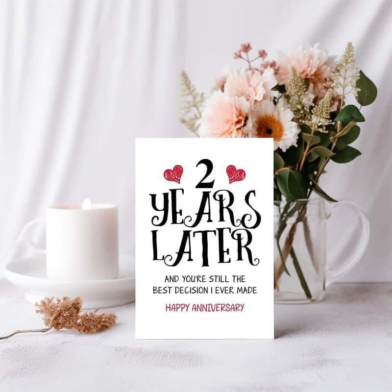 2nd Anniversary Card for Couples, Sweet Wedding Gift