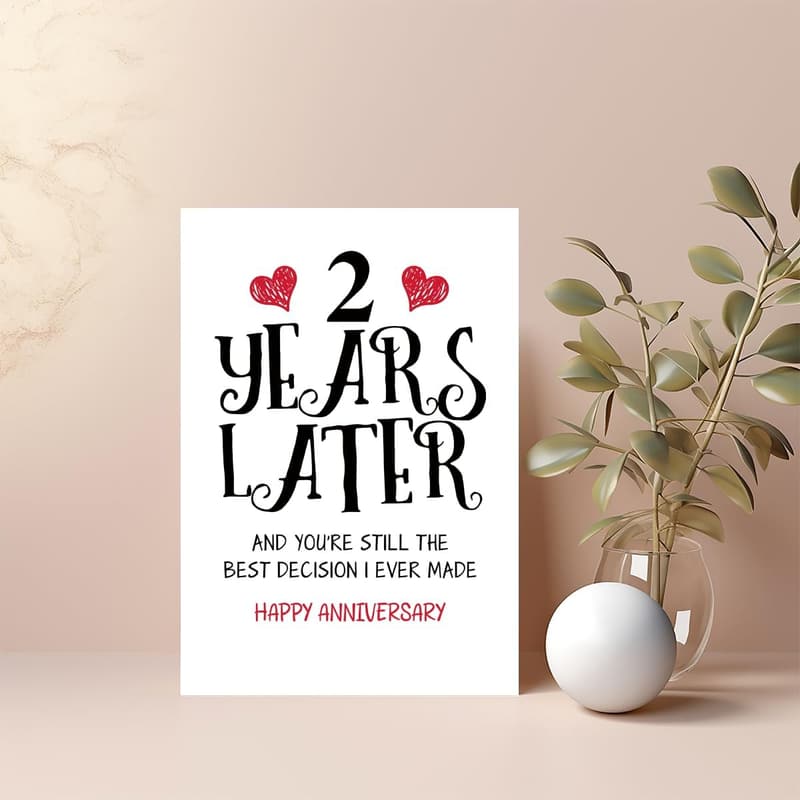 2nd Anniversary Card for Couples, Sweet Wedding Gift