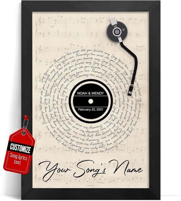 One-Year Anniversary Custom Song Lyrics Canvas Art for Couples