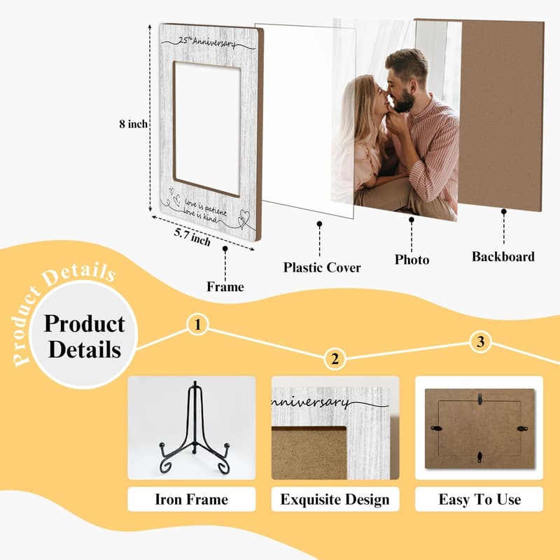 Anniversary Wooden Photo Frame for Couples - 4x6