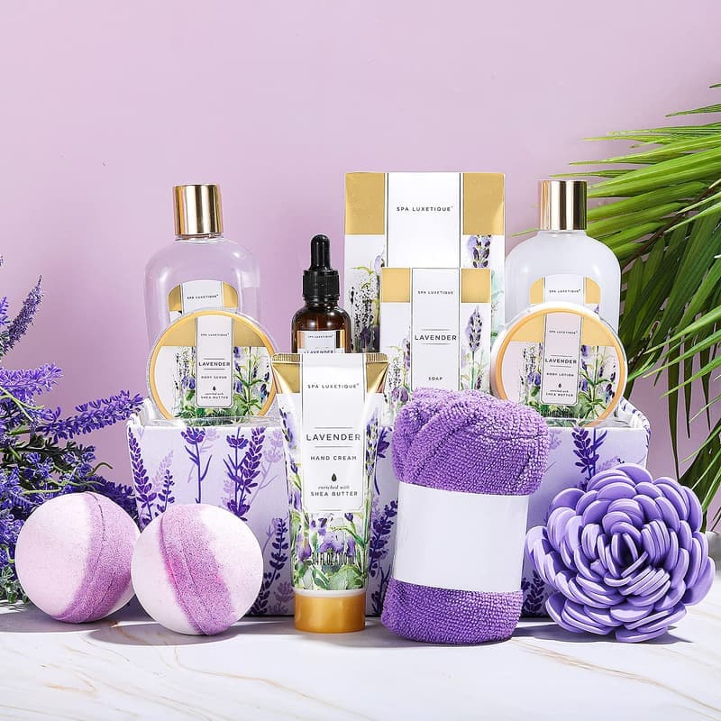Lavender Spa Gift Set for Women – 12-Piece Home Spa Kit