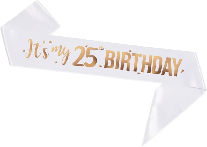 25th Birthday Sash with Rose Gold Foil for Him & Her