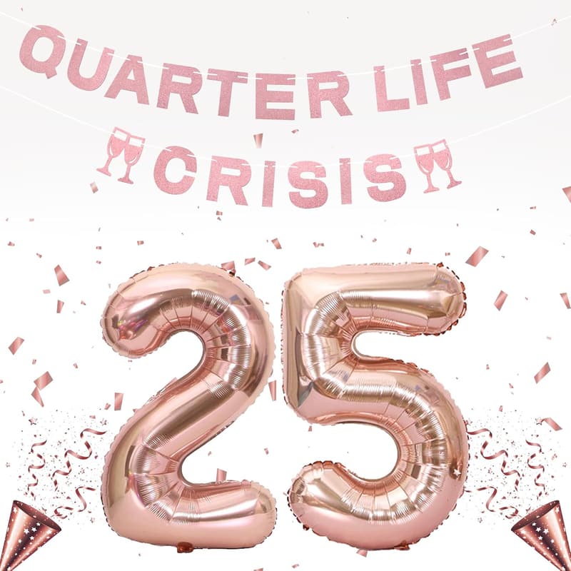 25th Birthday Rose Gold Decorations & Party Supplies for Women