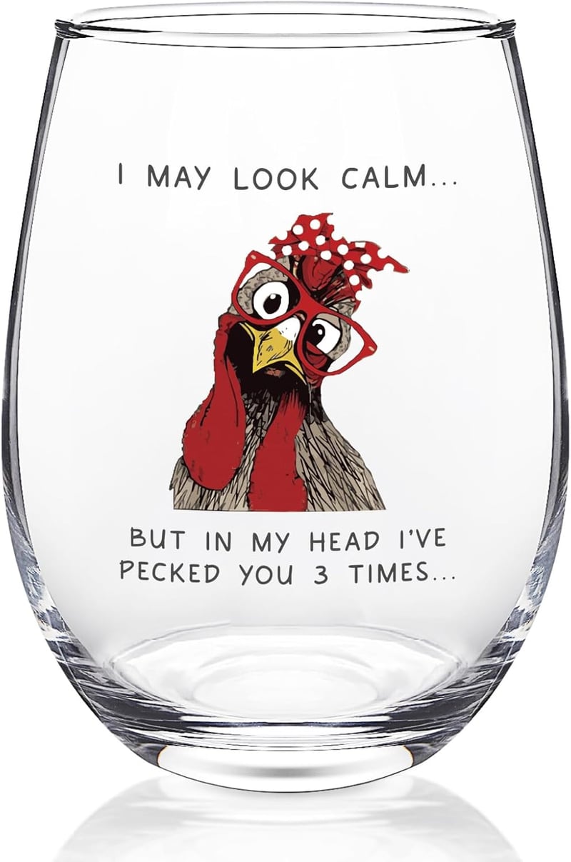 Funny Chicken Wine Glasses 17oz -Unique Gifts for Women