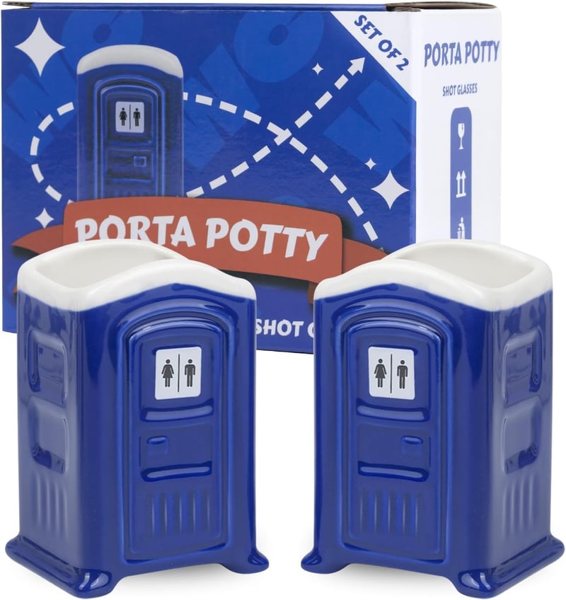 Ceramic Porta Potty Shot Glasses - Funny Gag Gift for Adults