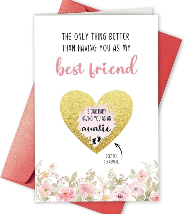 Pregnancy Reveal Scratch-Off Card for Best Friend