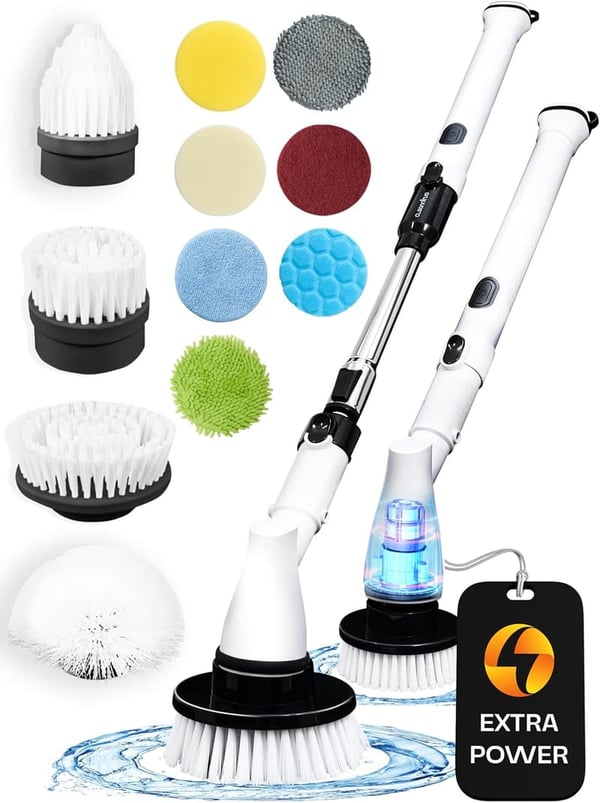 Cordless Electric Spin Scrubber with 11 Heads for Bathroom Cleaning