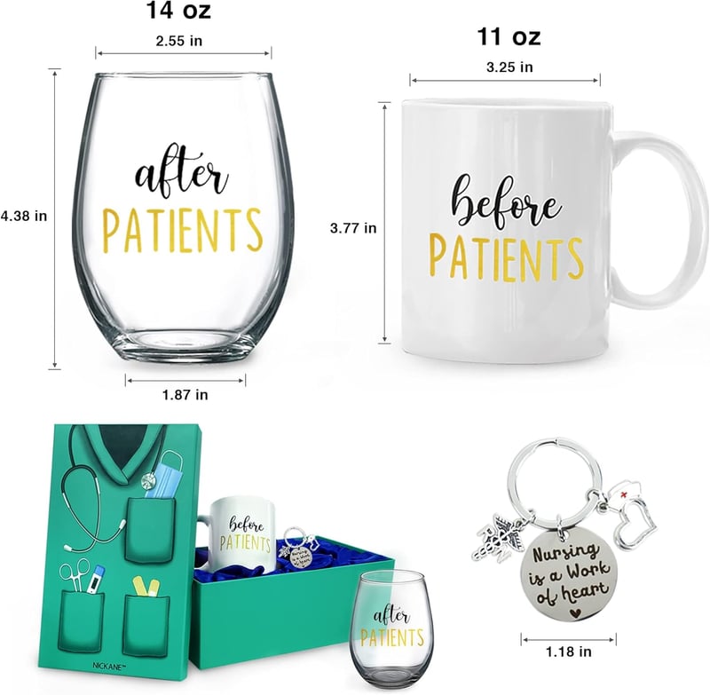 Nurse Graduation Gift Set | 11oz Mug & 15oz Wine Glass