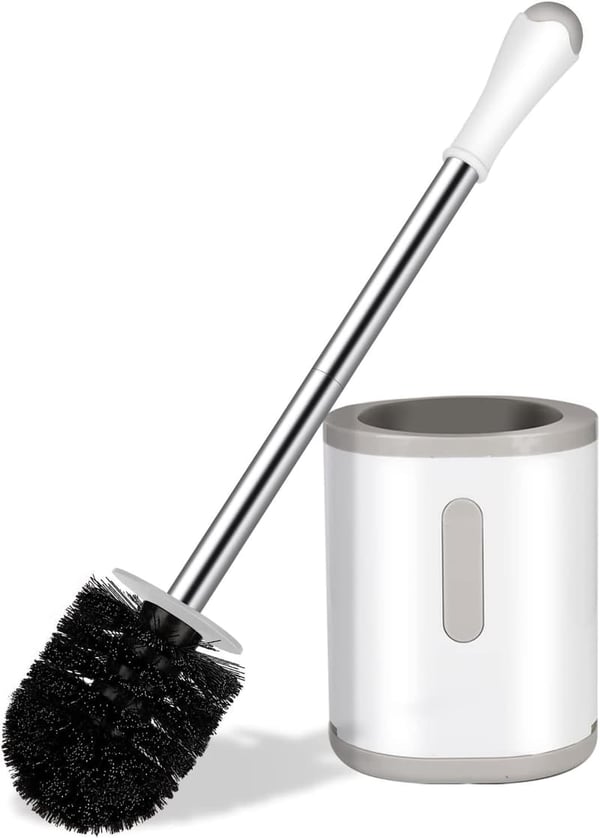 Stainless Steel Toilet Brush with Holder - Space Saving & Easy Clean