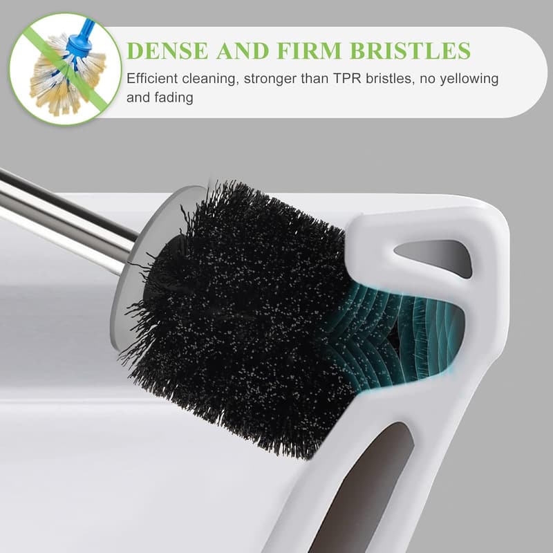 Stainless Steel Toilet Brush with Holder - Space Saving & Easy Clean
