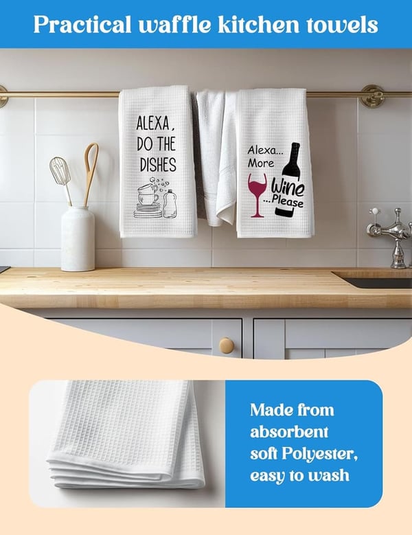 Funny Alexa Kitchen Towels - 2 Pack for New Home Gifts