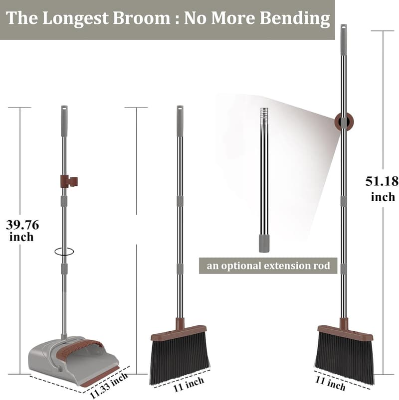 Self-Cleaning Broom and Dustpan Set for Pet Hair Removal