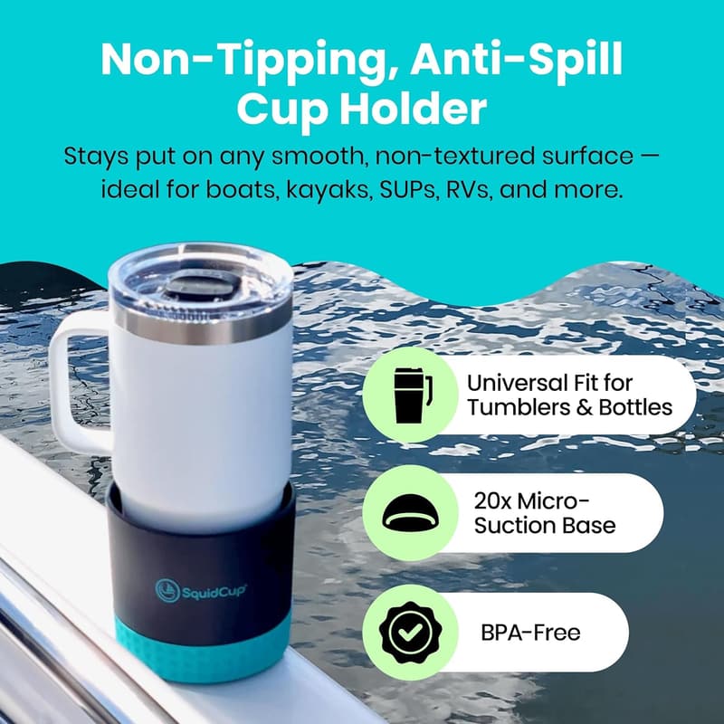Universal Non-Tipping Cup Holder for Boats & Kayaks, BPA-Free