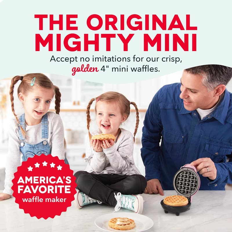 DASH Mini Waffle Maker for Keto Chaffles - 4 Inch, Pink