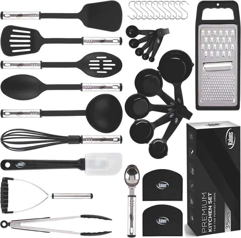 35-Piece Nonstick Kitchen Utensils Set - Heat-Resistant Silicone & Nylon
