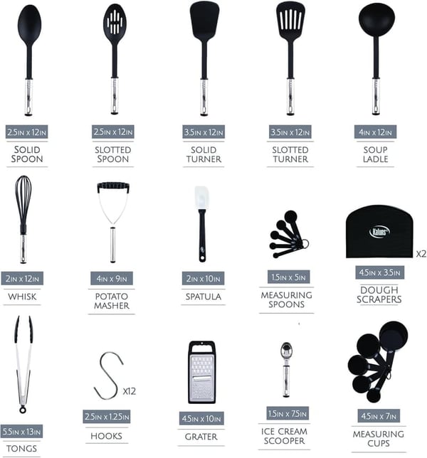 35-Piece Nonstick Kitchen Utensils Set - Heat-Resistant Silicone & Nylon