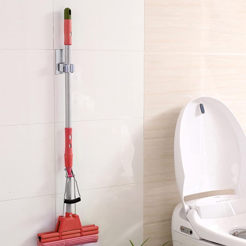 Stainless Steel Wall-Mounted Mop Organizer - 4 Pack