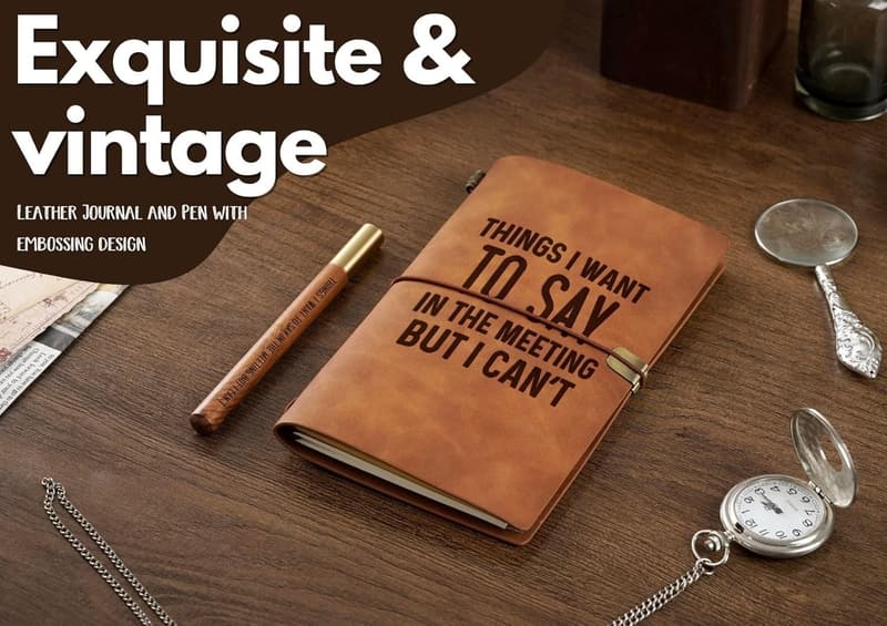 Leather Journal Notebook with Pen - Ideal Gift for Boss or Coworker
