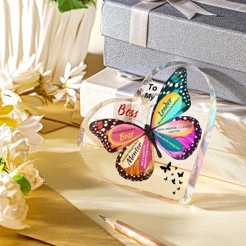 Acrylic Heart Sign Office Keepsake for Boss Appreciation Gifts