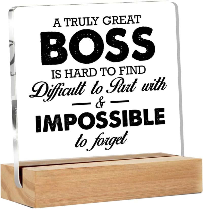 Boss Appreciation Acrylic Desk Sign for Home Office Decor