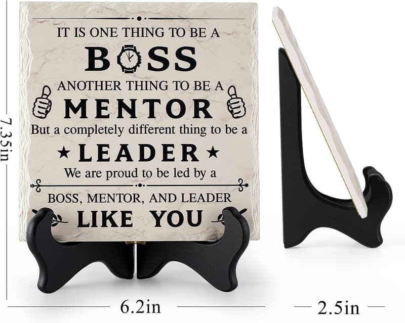 Boss Day Ceramic Sign Plaque with Wooden Stand for Bosses