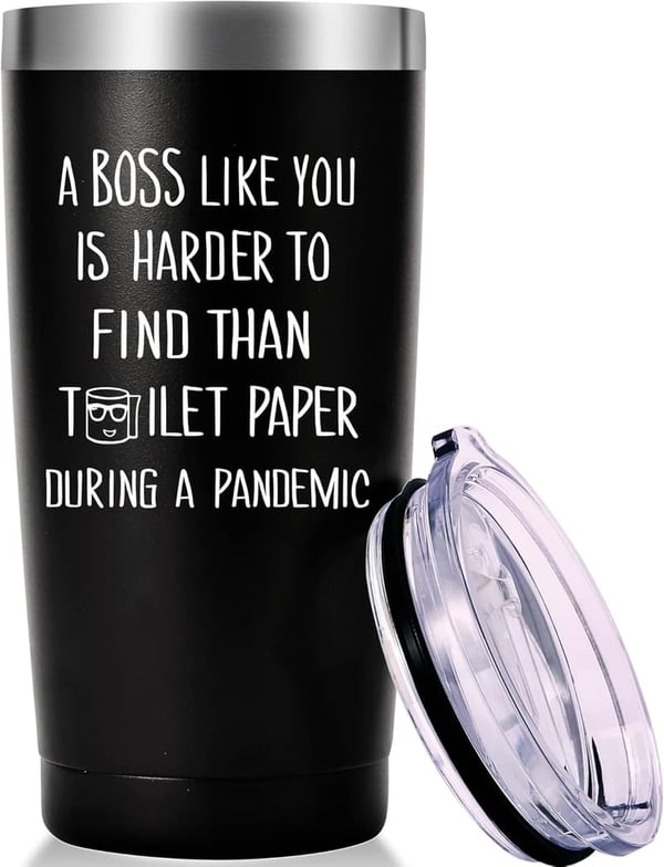 Funny Boss Day Travel Mug - 20oz Black Tumbler Gift for Him/Her
