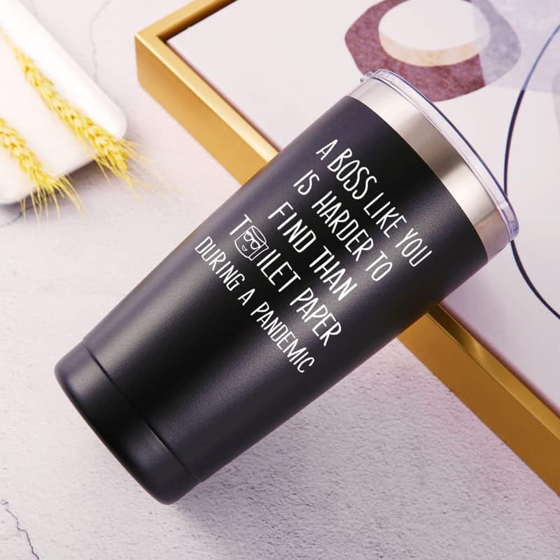Funny Boss Day Travel Mug - 20oz Black Tumbler Gift for Him/Her