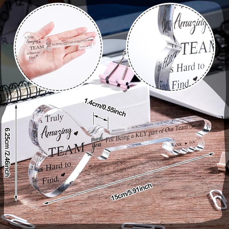 Retirement Desk Plaque - Key Shape Acrylic Gift for Boss