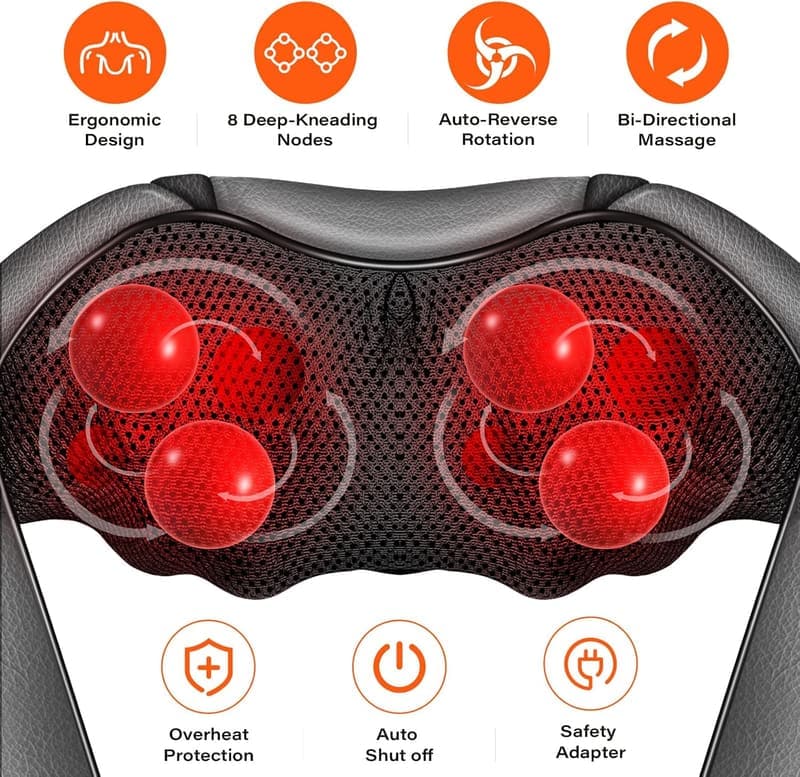 Shiatsu Electric Massager Pillow with Heat for Pain Relief