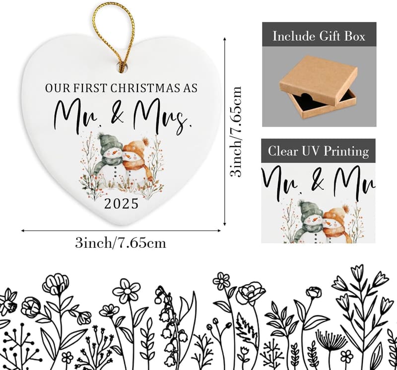 2025 First Christmas Newlywed Ceramic Ornament