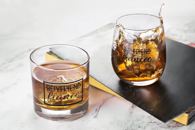 Engagement Gift: 11 oz Wine & Whiskey Glass Set for Couples