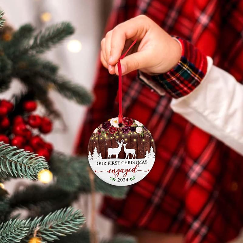Engagement Christmas Ornament 2024 for Couples