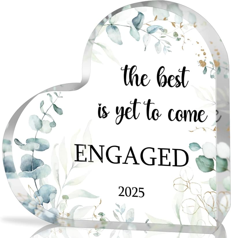 2025 Engagement Gifts - Heart-Shaped Acrylic Plaque for Couples