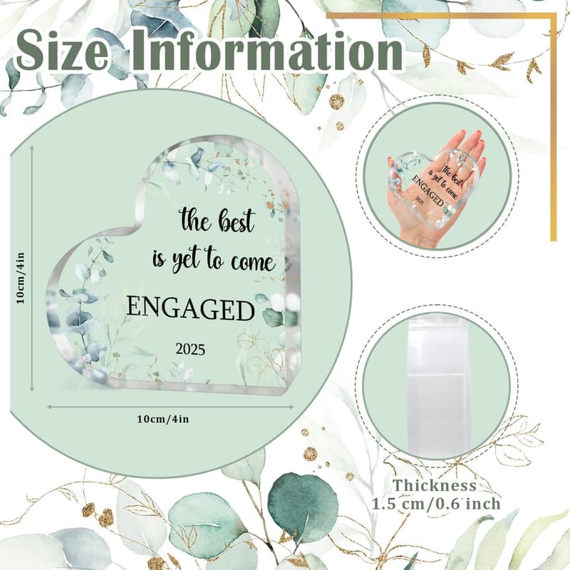 2025 Engagement Gifts - Heart-Shaped Acrylic Plaque for Couples