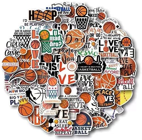 Cute Basketball Stickers for Water Bottles - 50 Pack