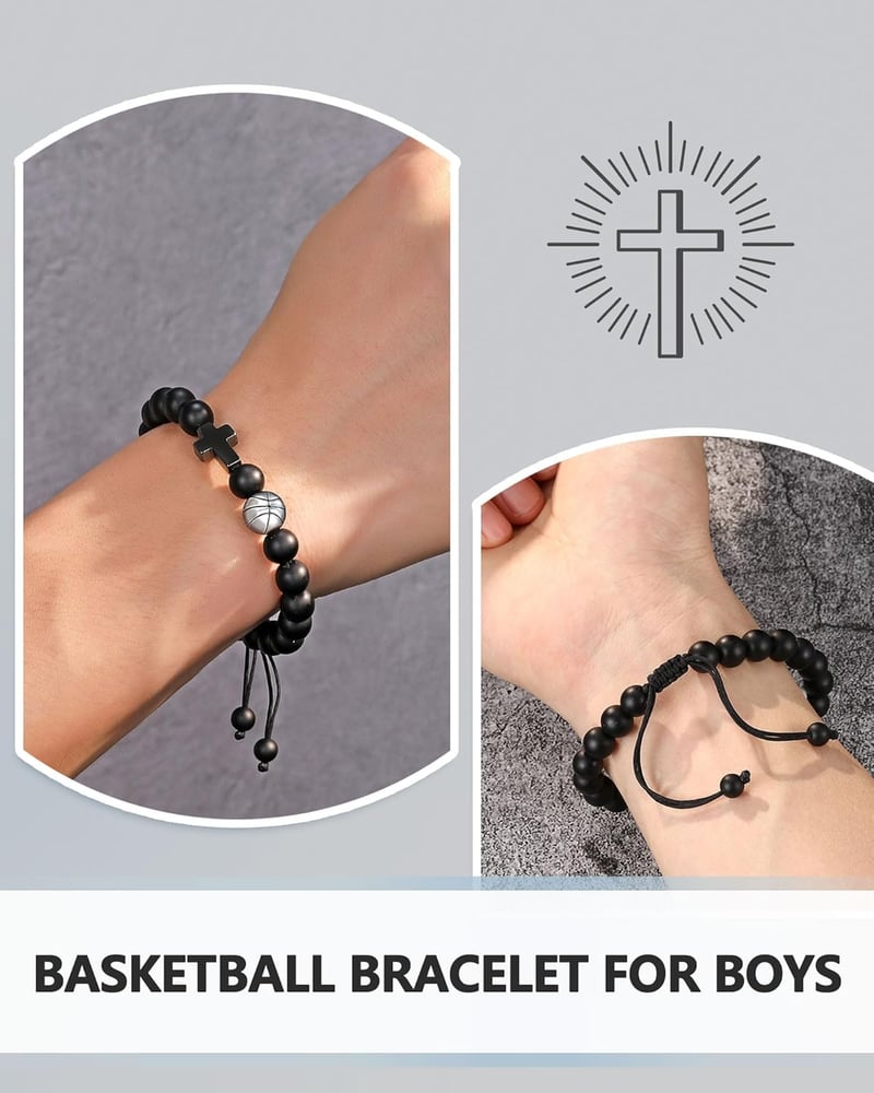 Natural Stone Baseball Soccer Bracelet for Son or Grandson