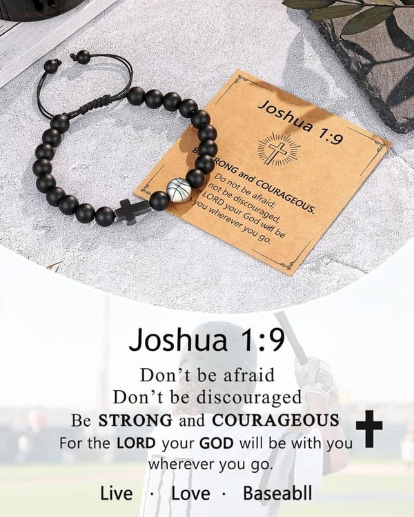 Natural Stone Baseball Soccer Bracelet for Son or Grandson
