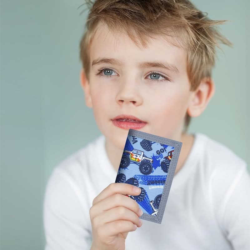 Kids' Outdoor Sports Canvas Trifold Wallet with Sticker