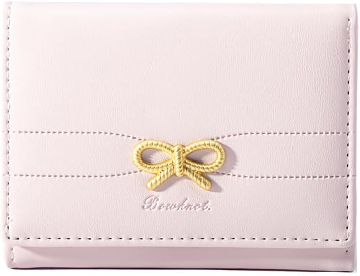 Tri-fold Leather Wallet with RFID Blocking for Women - Pink
