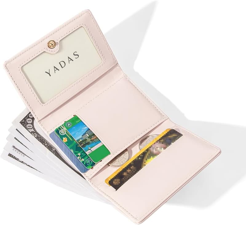 Tri-fold Leather Wallet with RFID Blocking for Women - Pink