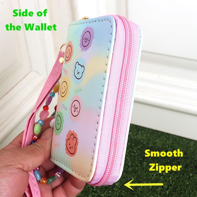 Happy Face Mini Coin Purse with Charm for Girls