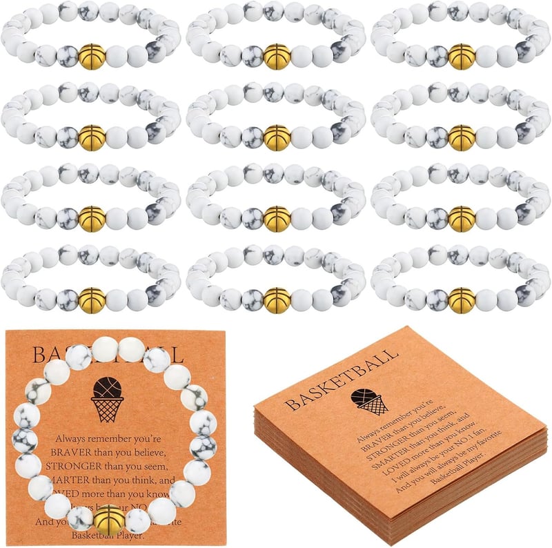 Inspirational Beaded Bracelets with Card for Sports Teams