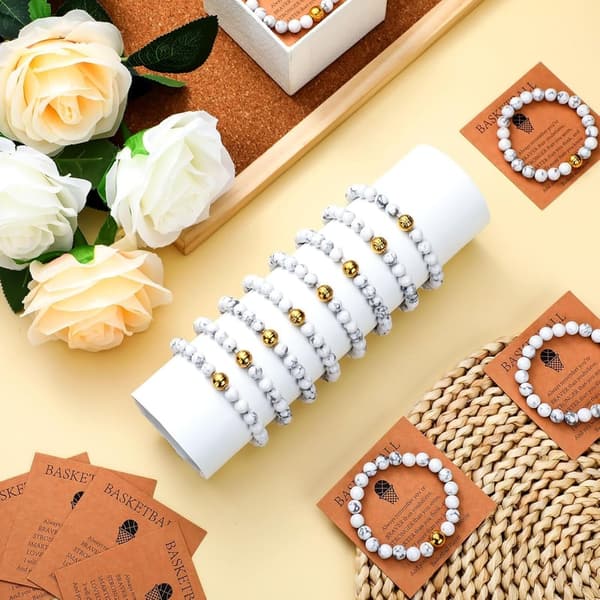 Inspirational Beaded Bracelets with Card for Sports Teams