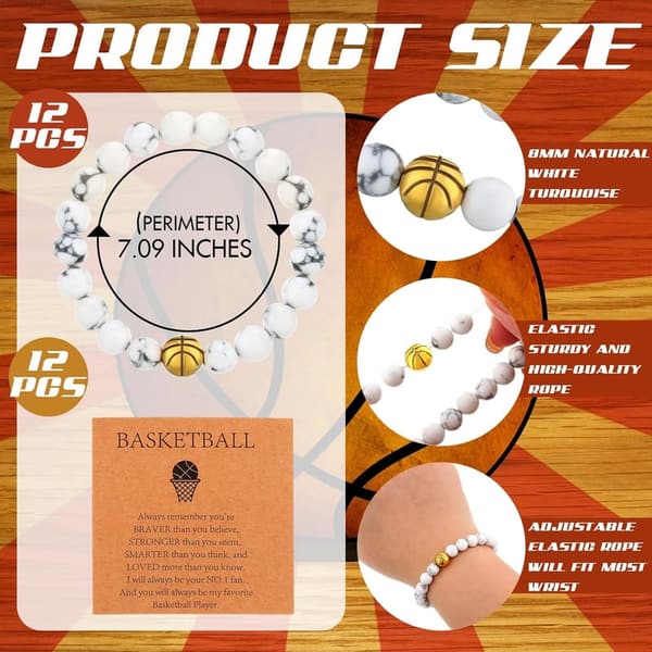 Inspirational Beaded Bracelets with Card for Sports Teams