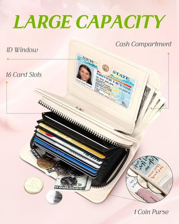 Cute Leather RFID Credit Card Holder Wallet for Women
