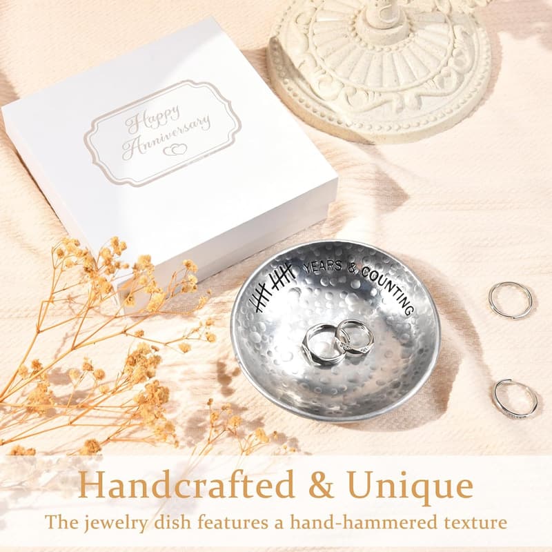 10th Anniversary Engraved Tin Jewelry Tray for Couples