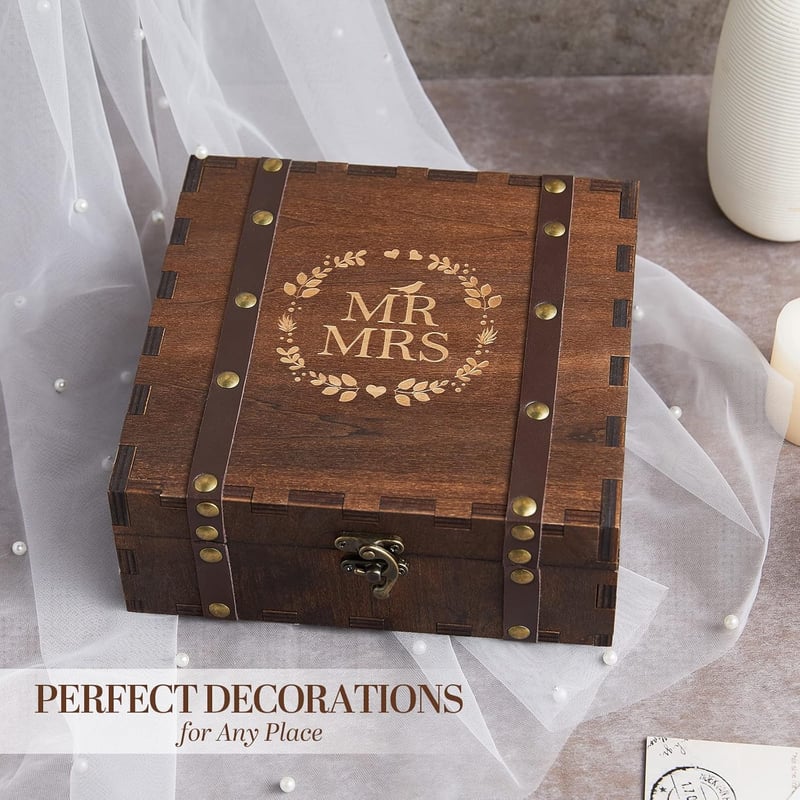 Wedding Keepsake Box for Couples - Wooden Memory Box
