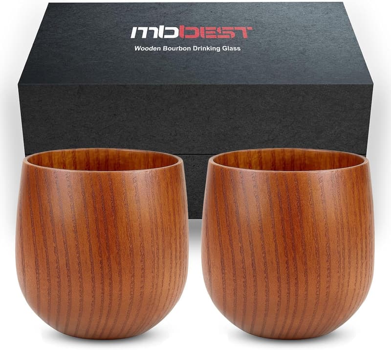 Luxury Handcrafted Wooden Bourbon Glasses Set for Men