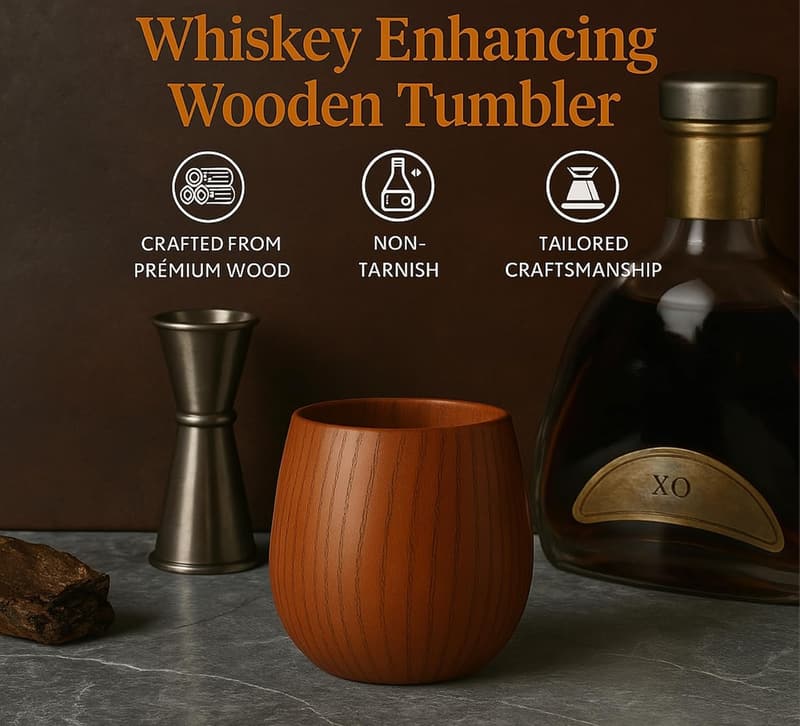 Luxury Handcrafted Wooden Bourbon Glasses Set for Men