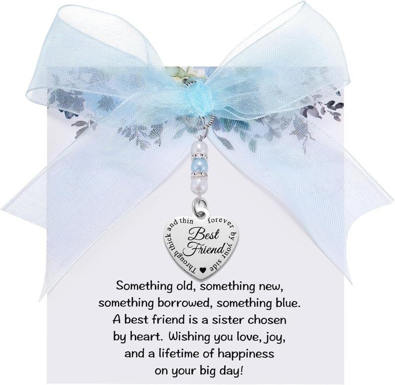 Bridal Something Blue Charm - Blue Pearl Angel Wings Garter